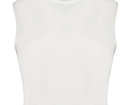 Camiseta crop ecorresponsable sin mangas mujer - Washed Ivory