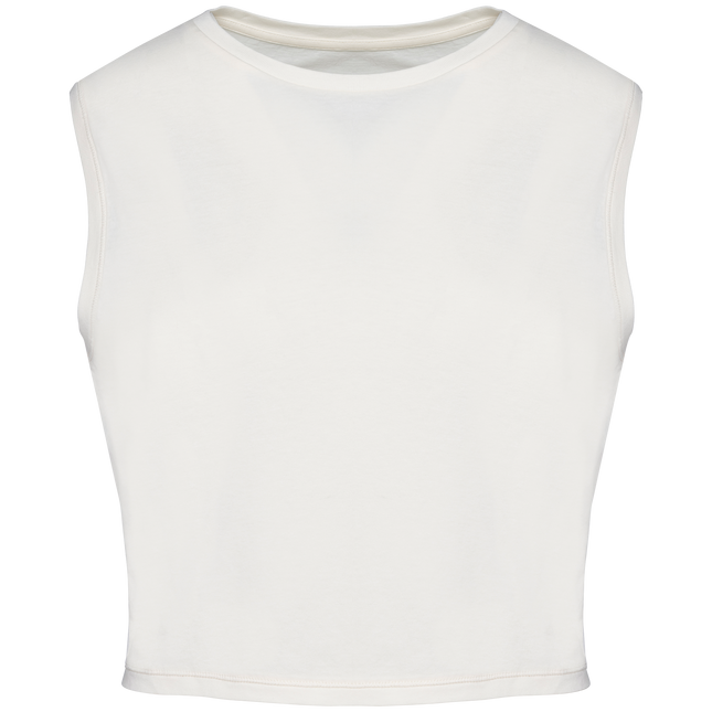 Camiseta crop ecorresponsable sin mangas mujer - Washed Ivory