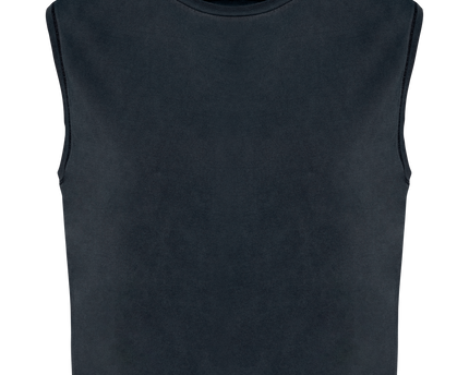 Camiseta crop ecorresponsable sin mangas mujer - Washed Coal Grey