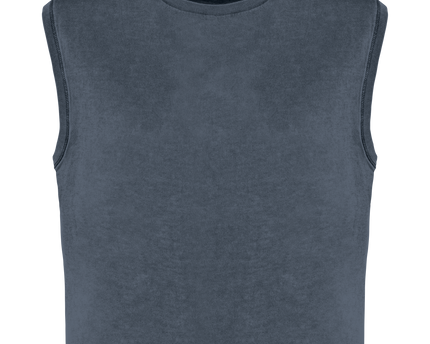 Camiseta crop ecorresponsable sin mangas mujer - Washed Mineral Grey