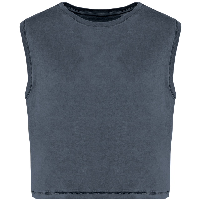 Camiseta crop ecorresponsable sin mangas mujer - Washed Mineral Grey