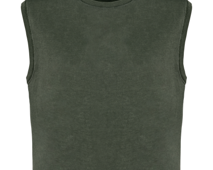 Camiseta crop ecorresponsable sin mangas mujer - Washed Organic Khaki