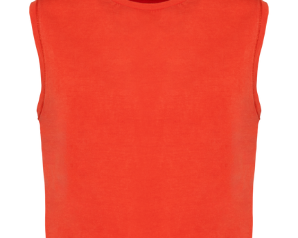 Camiseta crop ecorresponsable sin mangas mujer - Washed Paprika