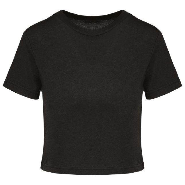 Camiseta crop triblend mujer - Black