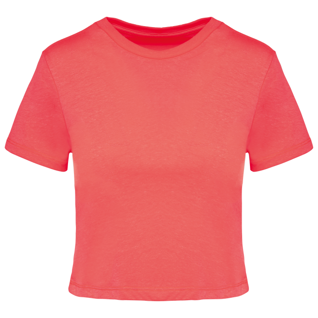 Camiseta crop triblend mujer - Coral