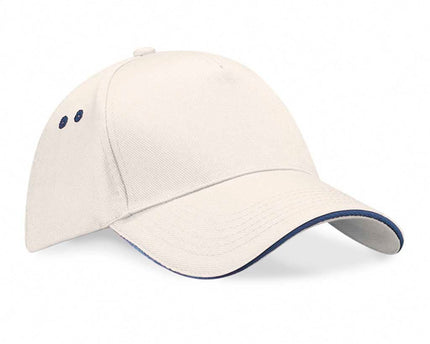 Gorra 5 Paneles 100% Algodón Putty - Borde Navy - COREX SPORT FITNESS