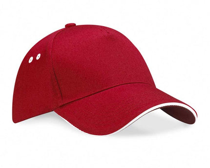 Gorra 5 Paneles 100% Algodón Red - Borde Blanco - COREX SPORT FITNESS