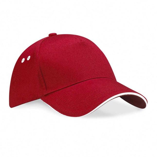 Gorra 5 Paneles 100% Algodón Red - Borde Blanco - COREX SPORT FITNESS