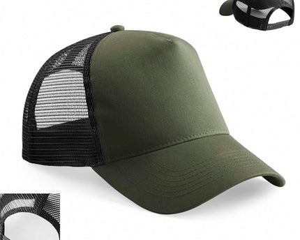 Gorra 5 Paneles Trucker Verde Oliva - Rejilla Negra - COREX SPORT FITNESS