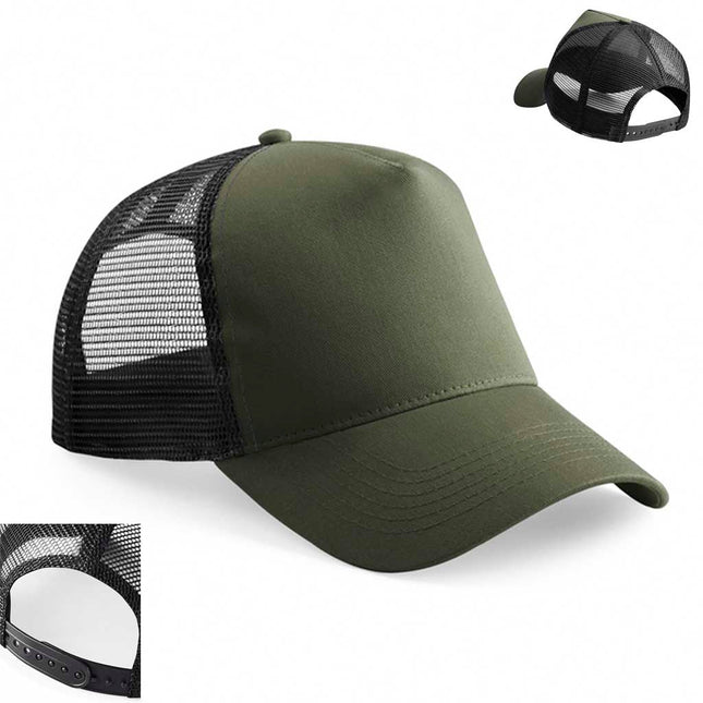 Gorra 5 Paneles Trucker Verde Oliva - Rejilla Negra - COREX SPORT FITNESS
